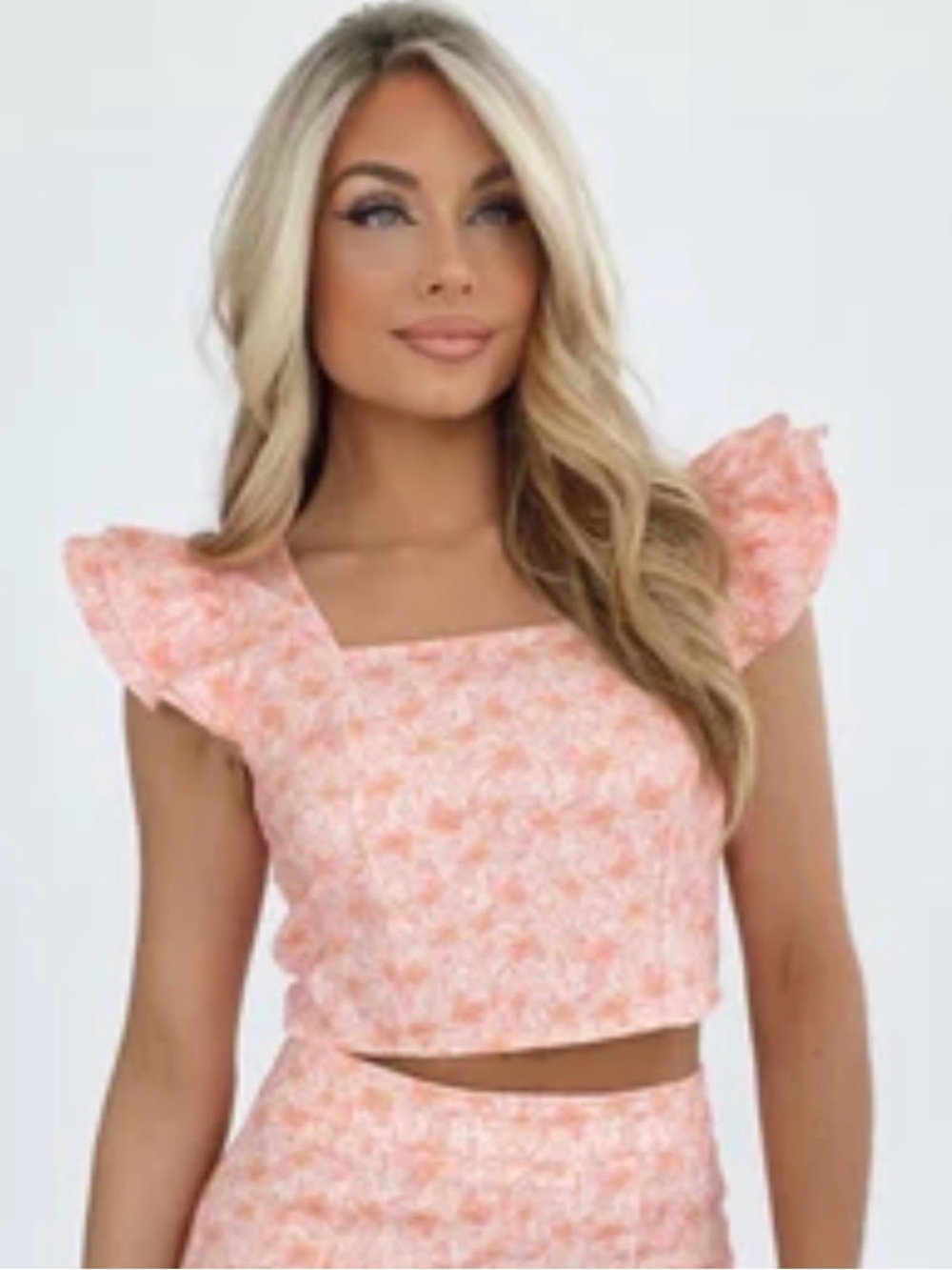 Floral Peach Crop Top - Women